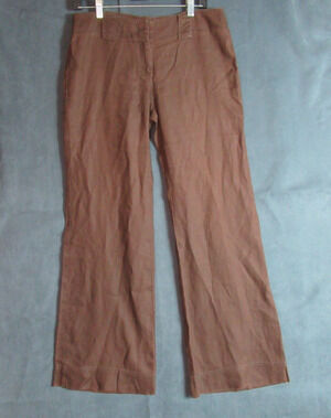 Tommy Hilfiger Pants Womens 8 Brown Linen Lighweight Beachy Resort Lux Low Rise